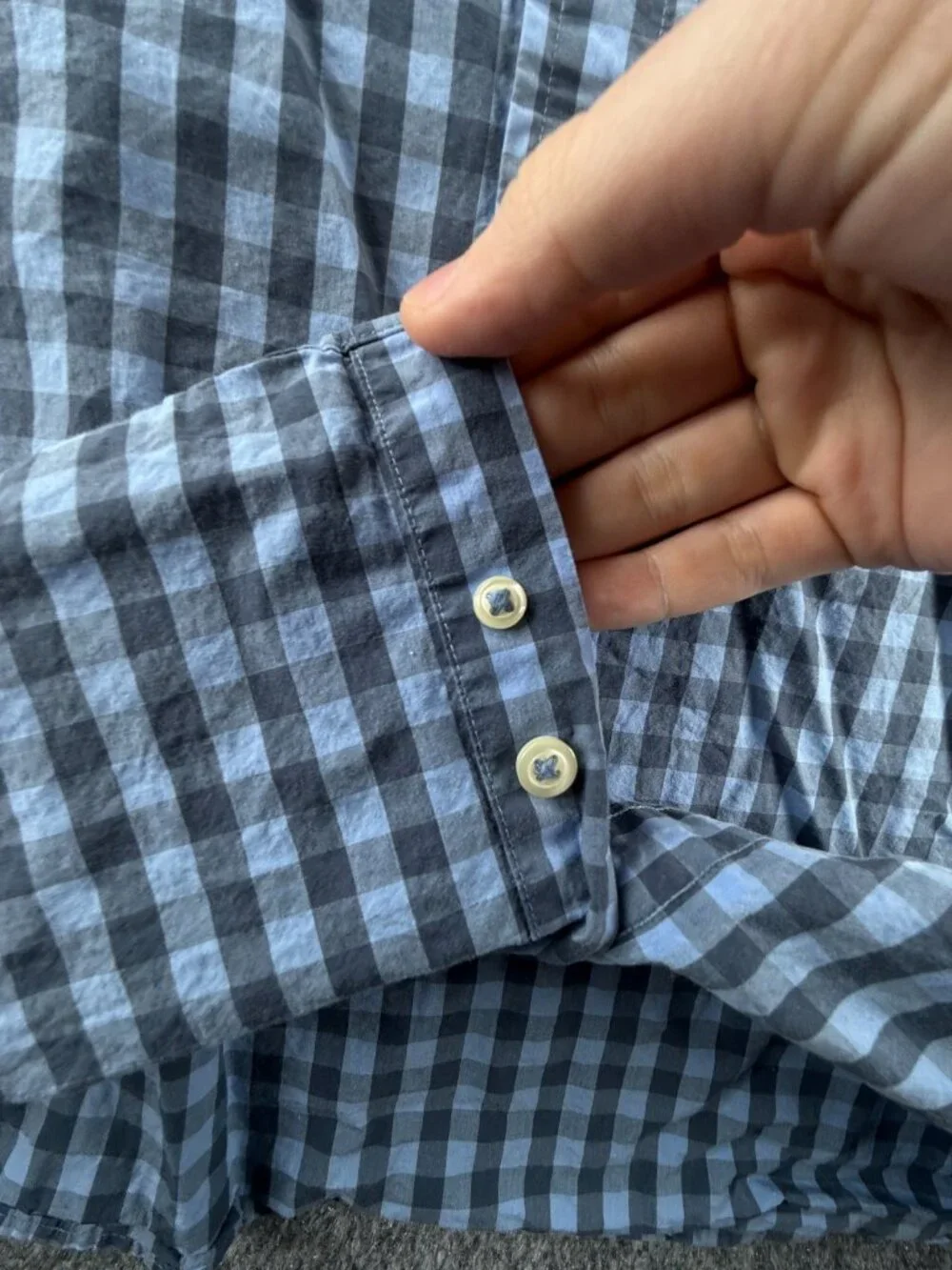 Brooks Brothers XL Cotton Check Button-Down Blue Men Shirt Long Sleeve Business